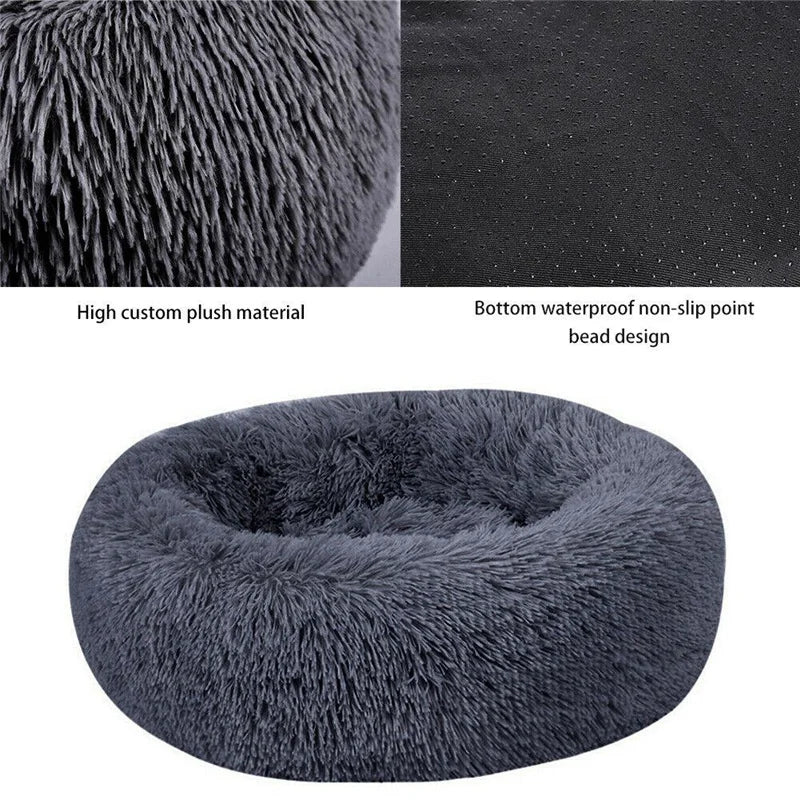Oversized Calming Donut Dog Bed – XL Plush Round Bed for Large Dogs