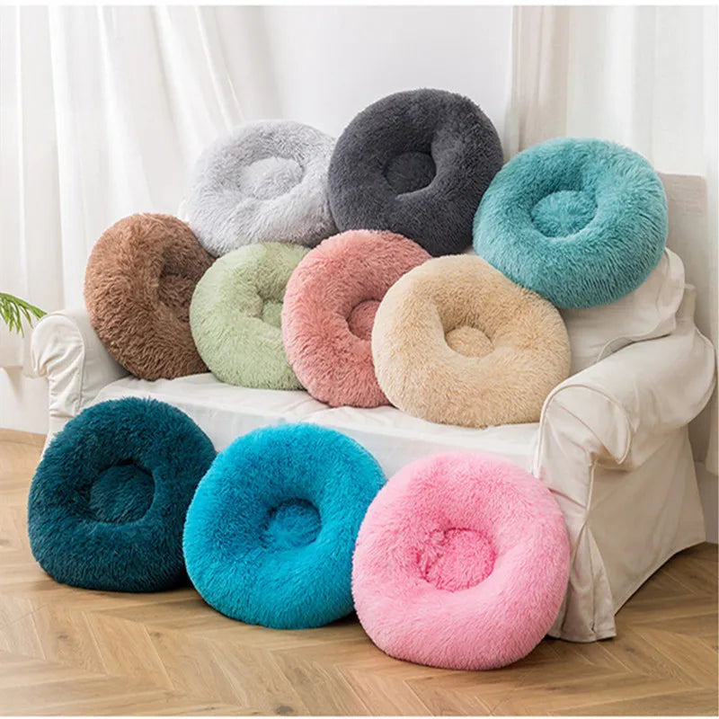 Oversized Calming Donut Dog Bed – XL Plush Round Bed for Large Dogs