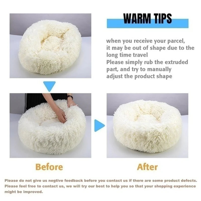 Oversized Calming Donut Dog Bed – XL Plush Round Bed for Large Dogs