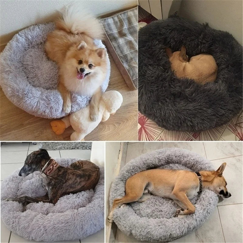 Oversized Calming Donut Dog Bed – XL Plush Round Bed for Large Dogs