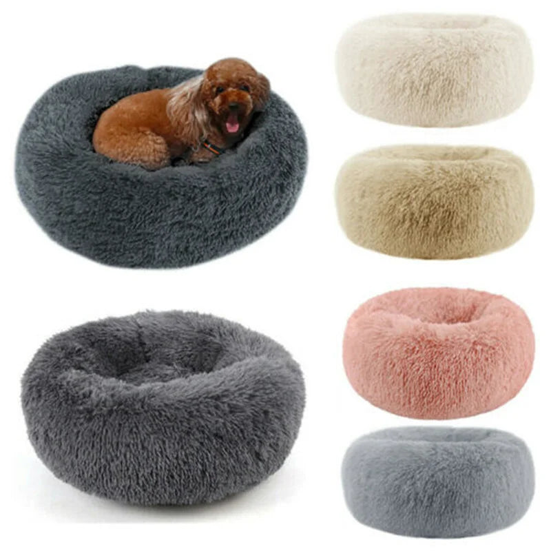 Oversized Calming Donut Dog Bed – XL Plush Round Bed for Large Dogs