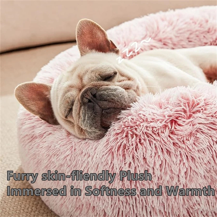 Faux Fur Calming Donut Bed – Small Dogs & Toy Breeds, Machine Washable