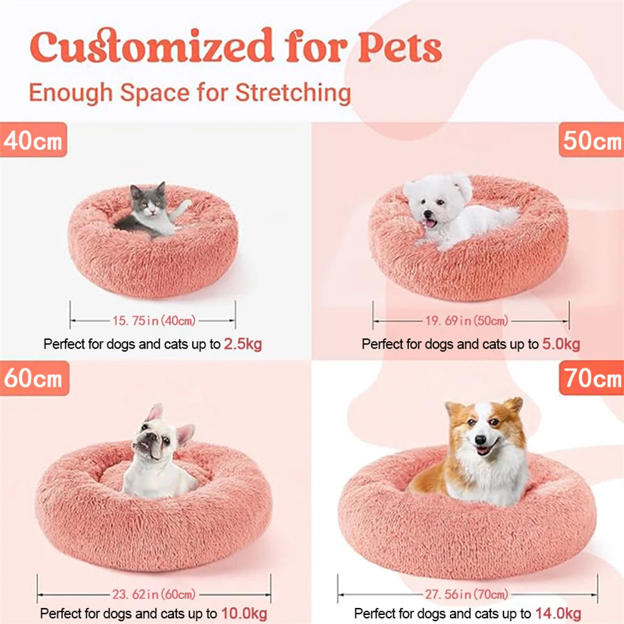 Faux Fur Calming Donut Bed – Small Dogs & Toy Breeds, Machine Washable