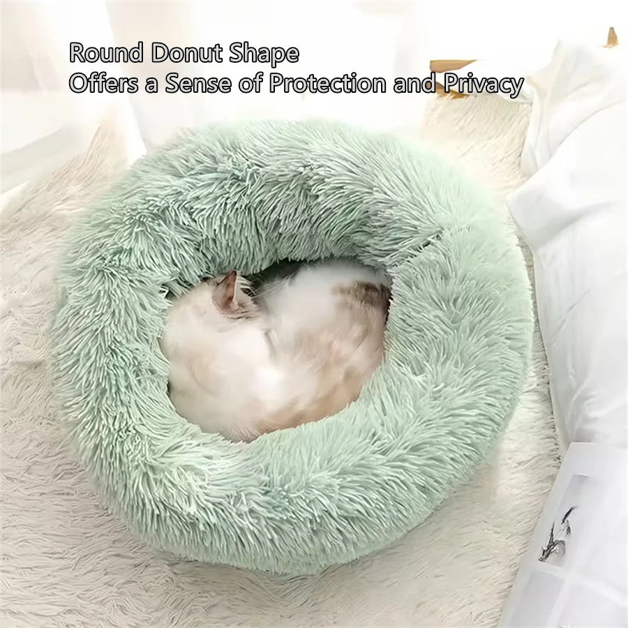 Faux Fur Calming Donut Bed – Small Dogs & Toy Breeds, Machine Washable
